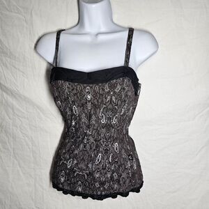 Vintage 90s tripp nyc gothic skull grunge emo corset top
